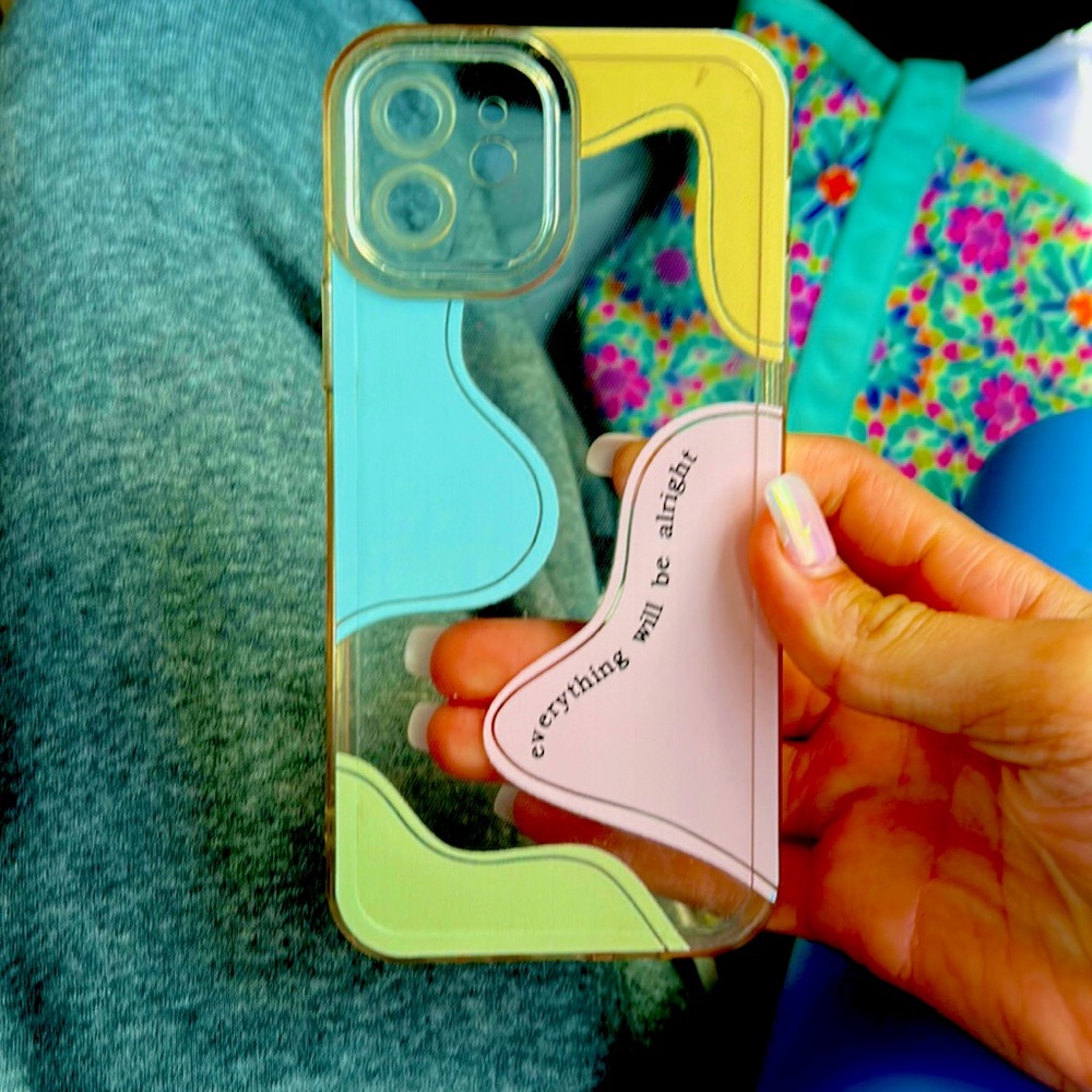 Colorpink yellow blue green saying says everything will be alright for iPhone12
